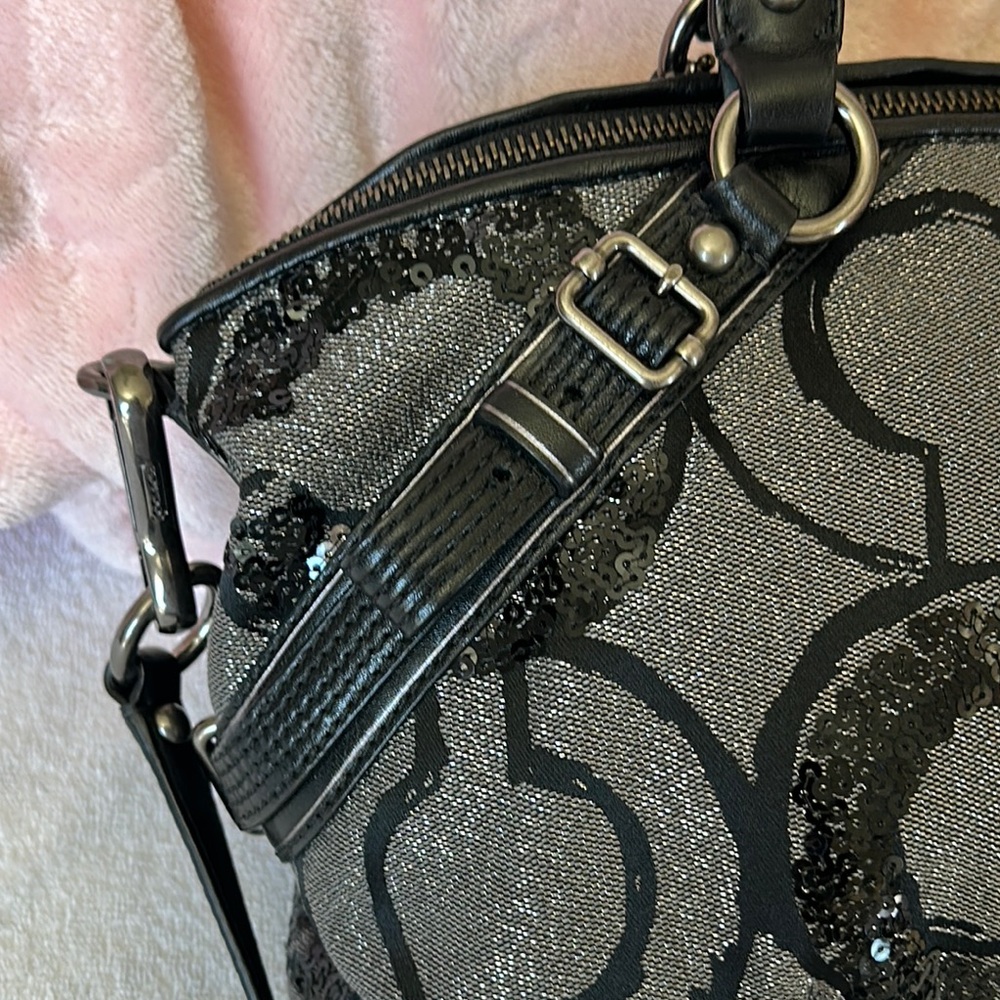 Coach Madison Sequin Op Art Sophia Satchel handbag - Picture 8 of 13